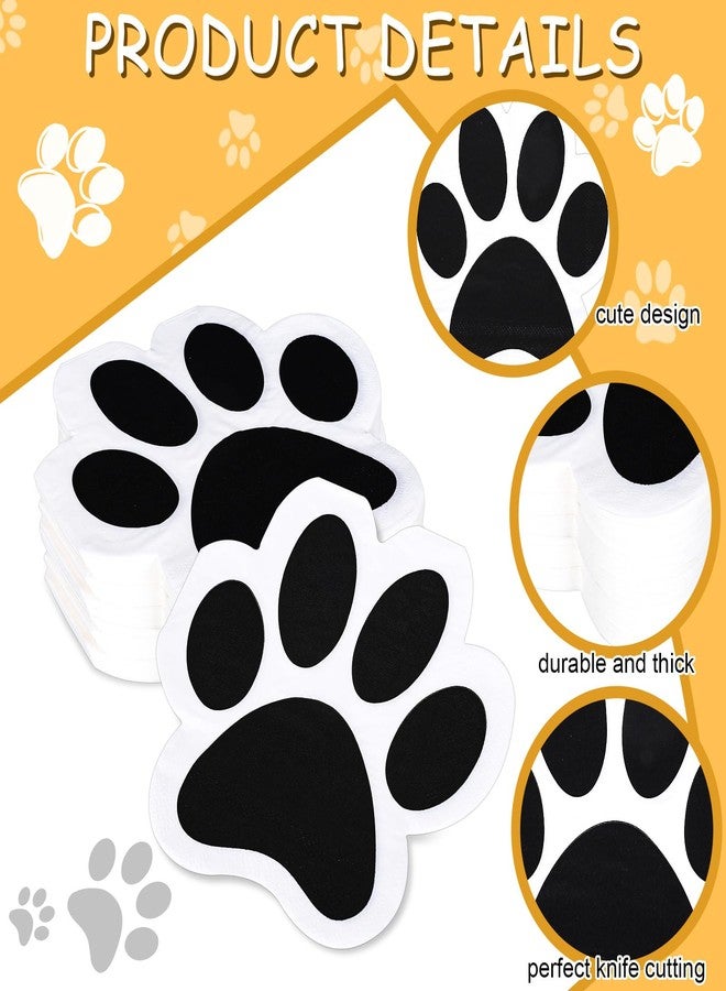 Whaline 100Pcs Dog Paw Paper Napkins 6.5 Inch Pet Paw Print Napkins White Black Cute Paw Luncheon Napkin Disposable Dessert Dinner Napkin for Pet Lover Theme Party Supplies - Image 3